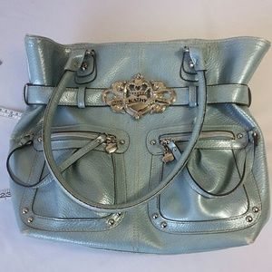 Kathy Van Zeeland Shimmer Blue Faux Leather Hand B